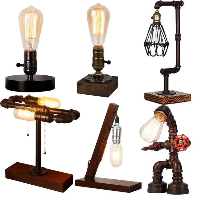 Industrial Retro Metal Spraying Pipe Fittings Toy Lamp Robots For Living Room Decoration