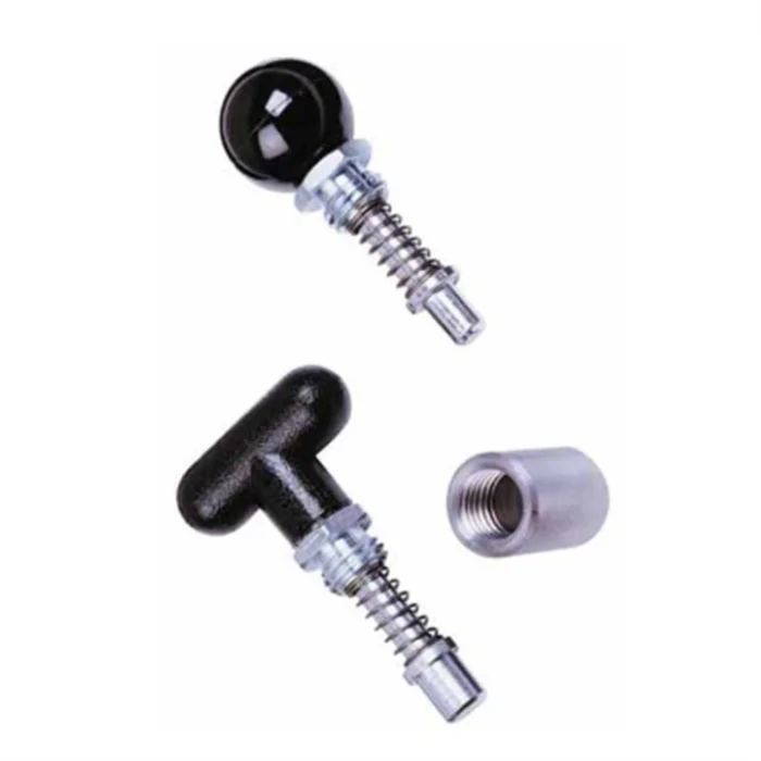 CNC machined custom spring loaded pull indexing plunger pin with T handle or ball handle