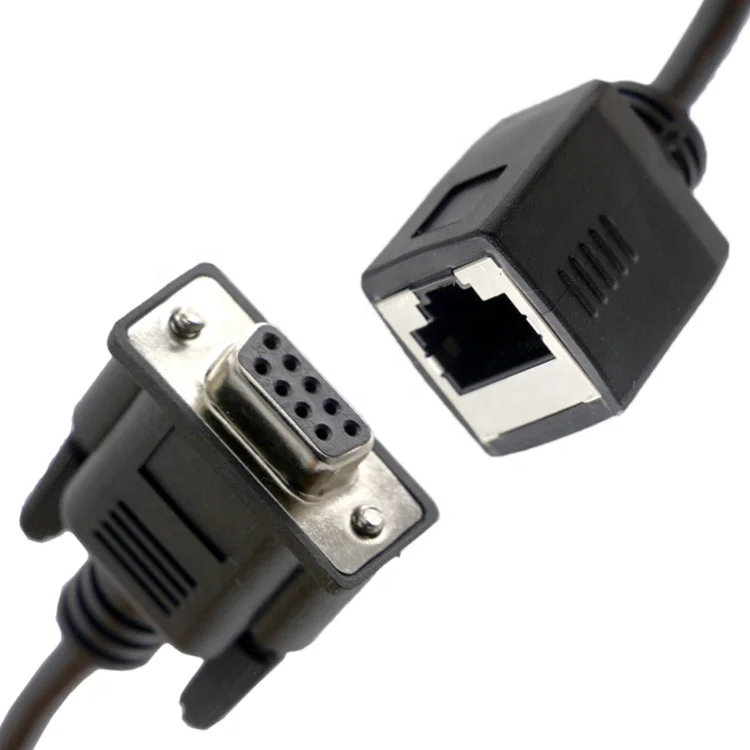Custom Cat5 Cat 6 Cat7 DB9 Female RS232 Serial To RJ45 Female Socket Cable