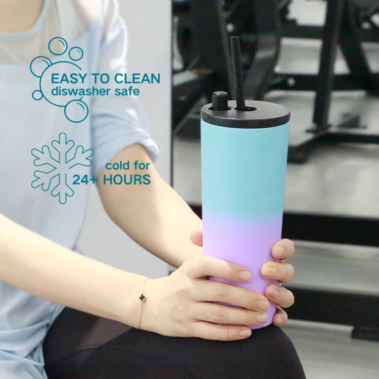 24/28oz Leak Proof Simple Custom Coffee Double Wall Cup Insulated Stainless Steel Wholesale Bulk Tumbler with Lid Straw