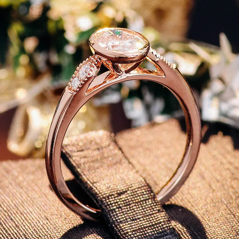Chopard оптовая продажа 2 карат овальной формы Свободный Муассанит бриллиантовое кольцо овальное и розовое золото 14 КТ помолвка для женщин Свадьба
