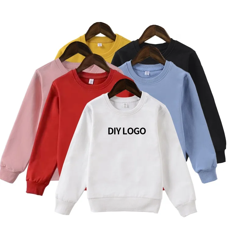 Cotton Children Plain Solid Color 2pcs Set Fashion Custom Kids Wholesale Hoodies Logo Tracksuit Child Clothing