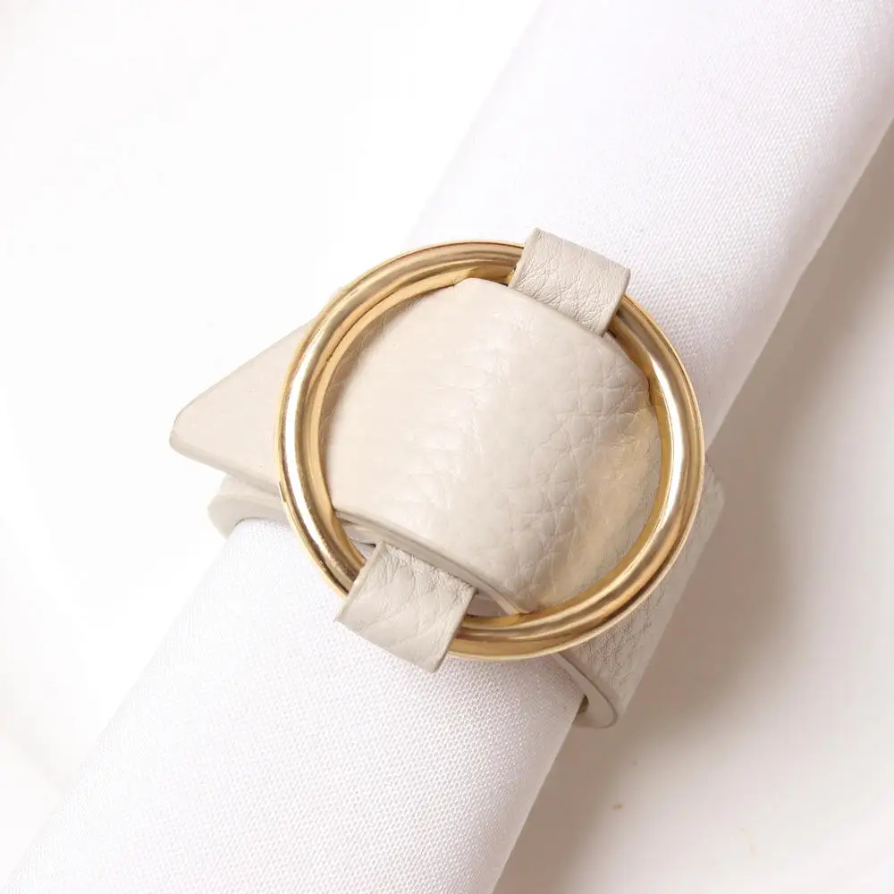 Wholesale China Manufacturer Creative New Design PU Belt Napkin Buckle Hotel Wedding Table Decoration Paper Leather Napkin Ring