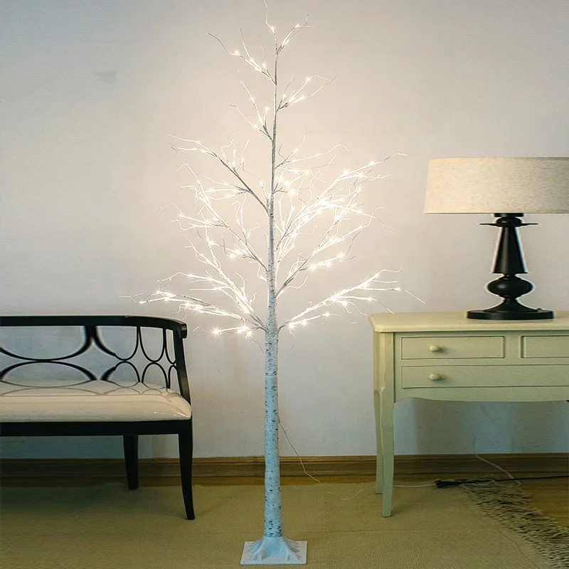 Wholesale Christmas yard decoration outdoor decoration led white palm Birch tree led lights artificial tree lights