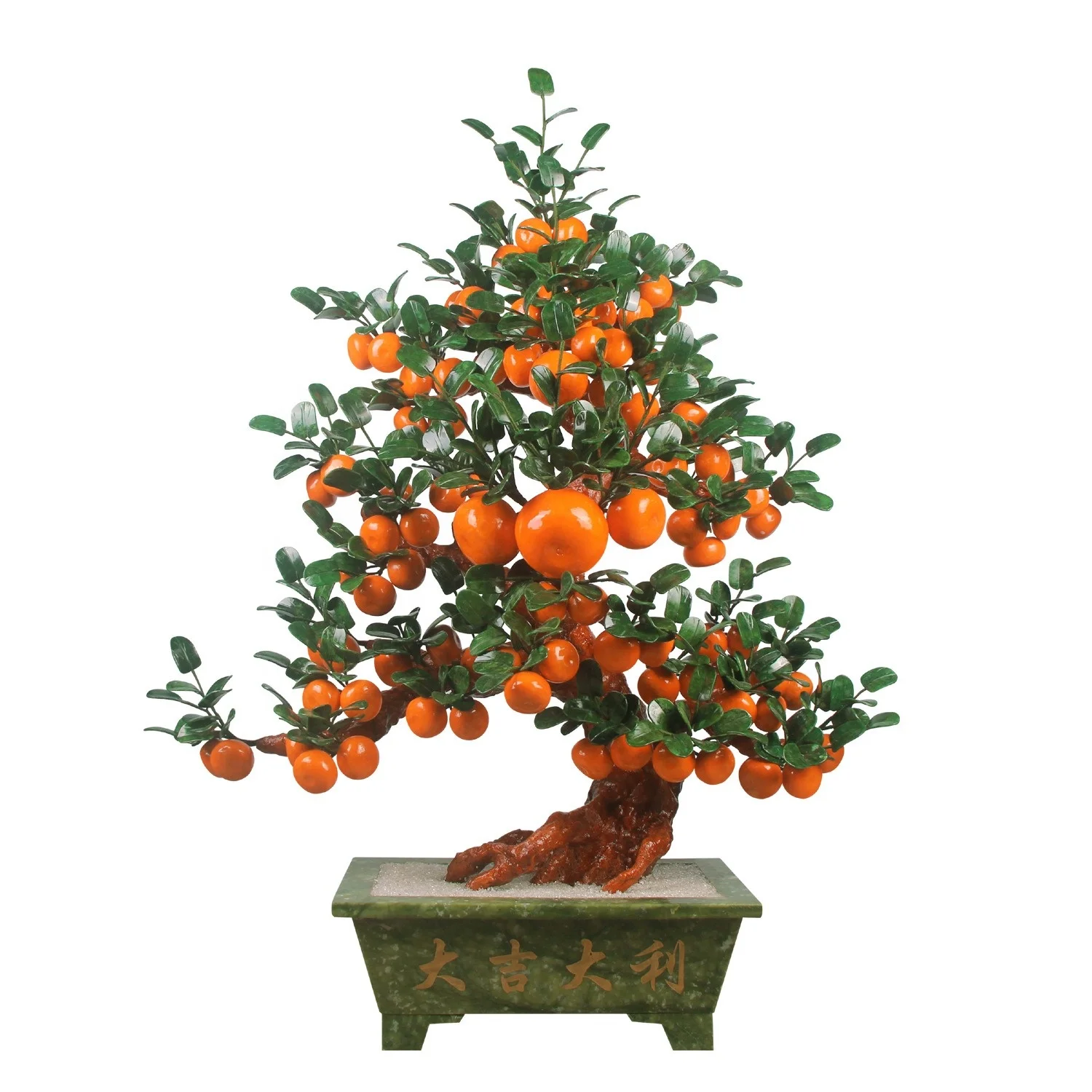 Natural jade golden orange tree ornament bonsai decoration plant indoor living room porch TV cabinet bonsai