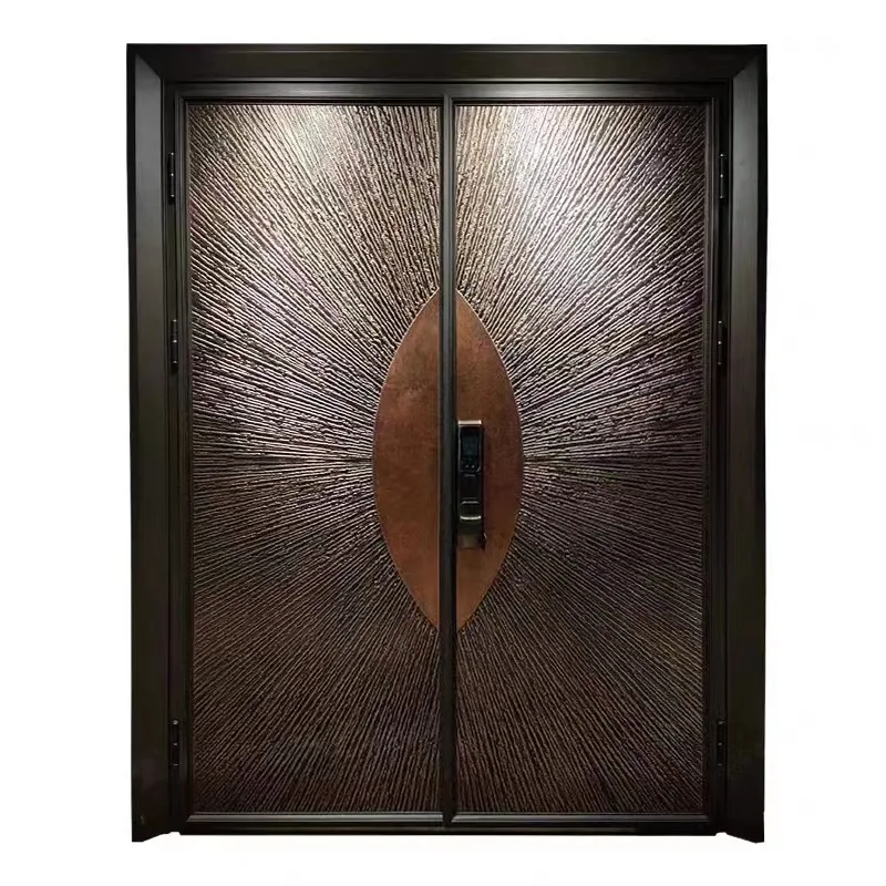 Luxurious Retro Villa Exterior Metal Cast Aluminum Double gate Armored Bulletproof Security Doors for houses Customized