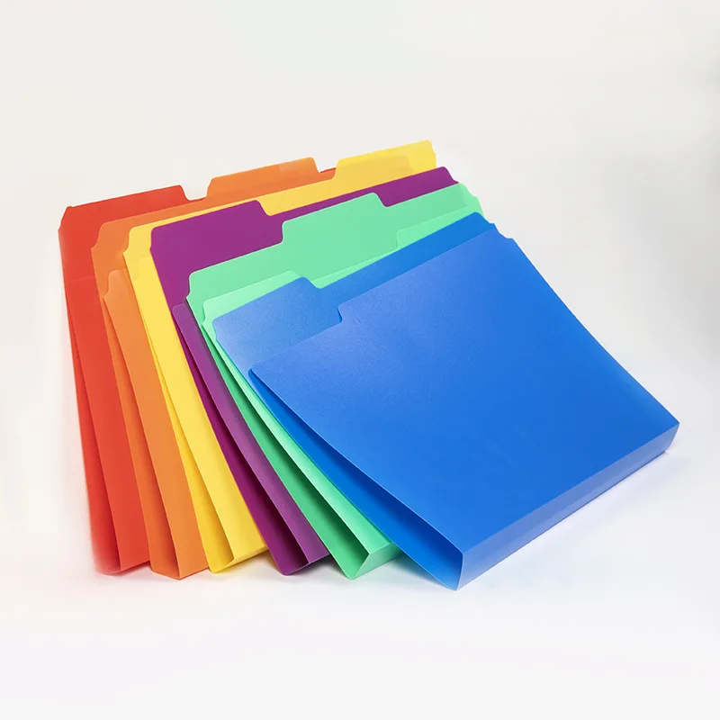 Plastic Manila File Folders Letter Size Poly Filing Folders Colored Heavy Duty 1/3 Cut Tab for School