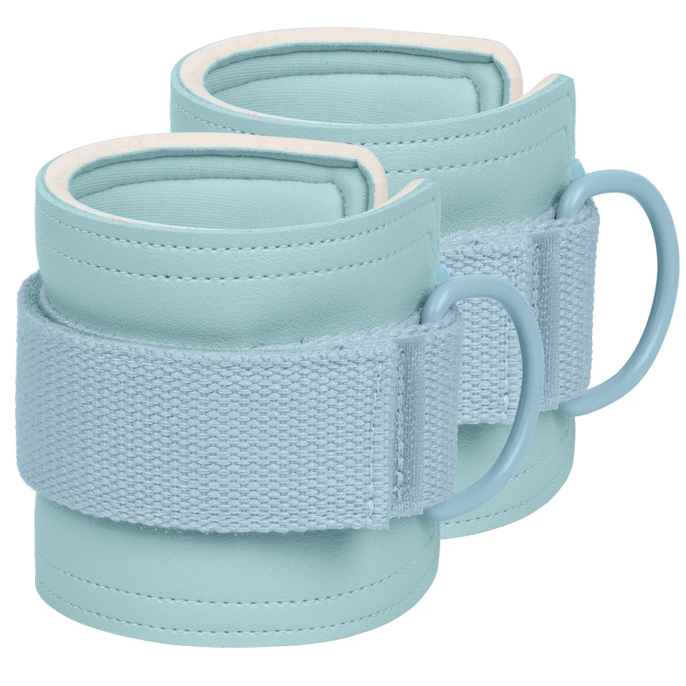 MKAS Polyester 5mm Thick 24cm Long Neoprene PVC Leather Anti-slip Gym Ankle Brace for Cable Machine Ankle Straps