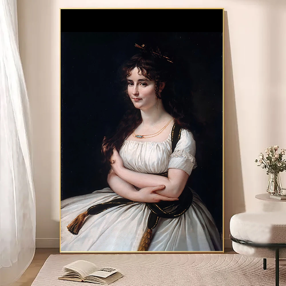 Classic Female Portrait Painting Metal Frame Waterproof Crystal Porcelain Painting for Wall Art Painting