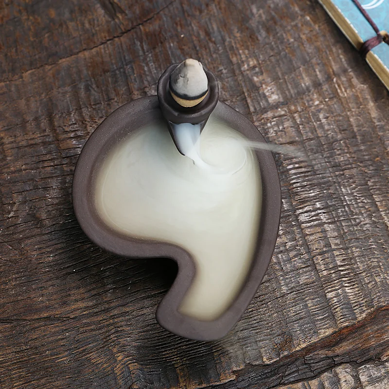 Creative Incense Burner Holder Ceramic Lotus Backflow Censer Smoke Waterfall Aroma Decoration Use In Home Office