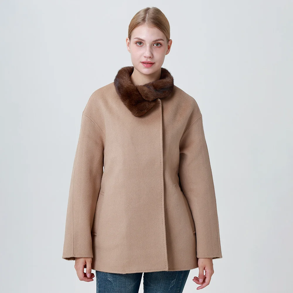 Wholesale Mid Long Winter Women Overcoat Casual Loose Jacket Solid Color Coat