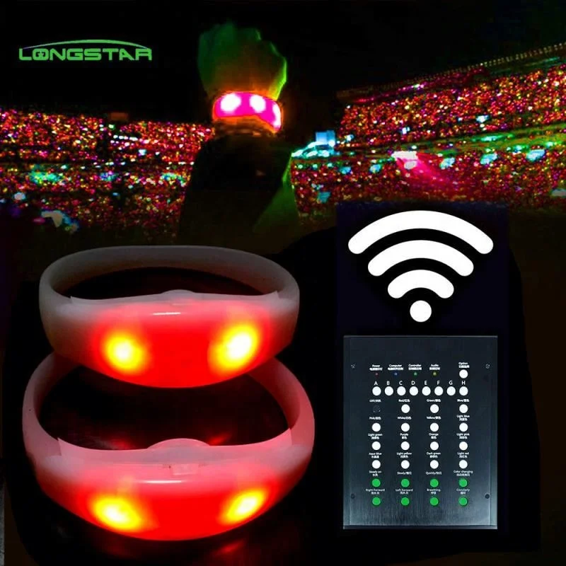 New Custom Logo Bracelet Wifi Glowing Lighted Light Up Silicon Radio Switch Control Programmable For Party LED Wristband