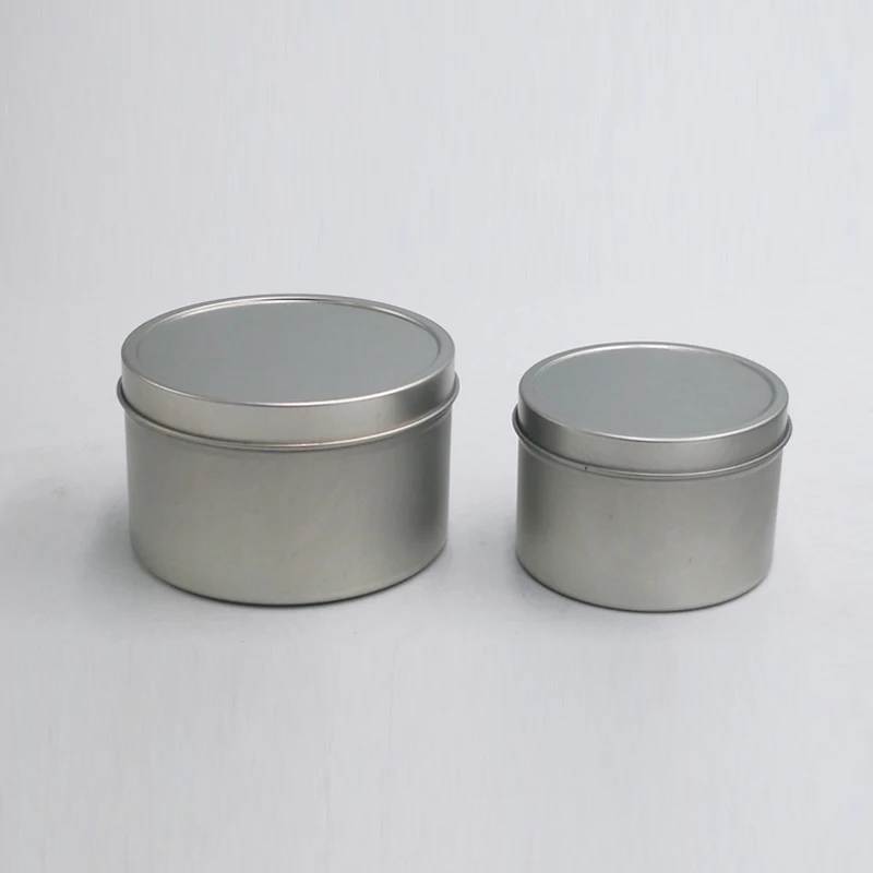 Factory customize round 4OZ candle  tin box with silver matel candle tin box for 8OZ tinplate candle box