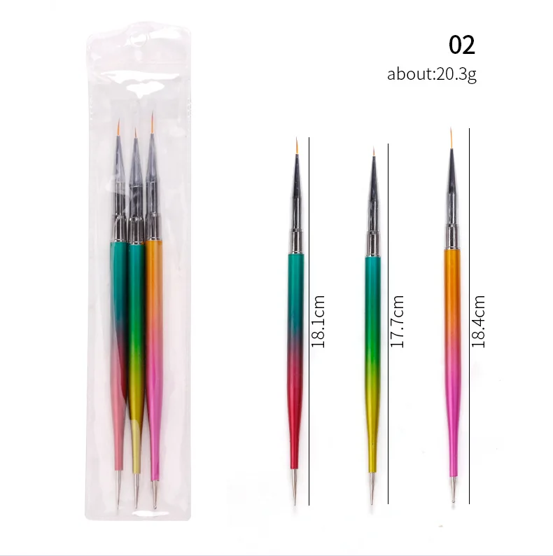 Double Side Nail Art Brush Liner Dotting Drawing Pen multi function Carved Drawing Acrylic Nail Paint Brushes Set