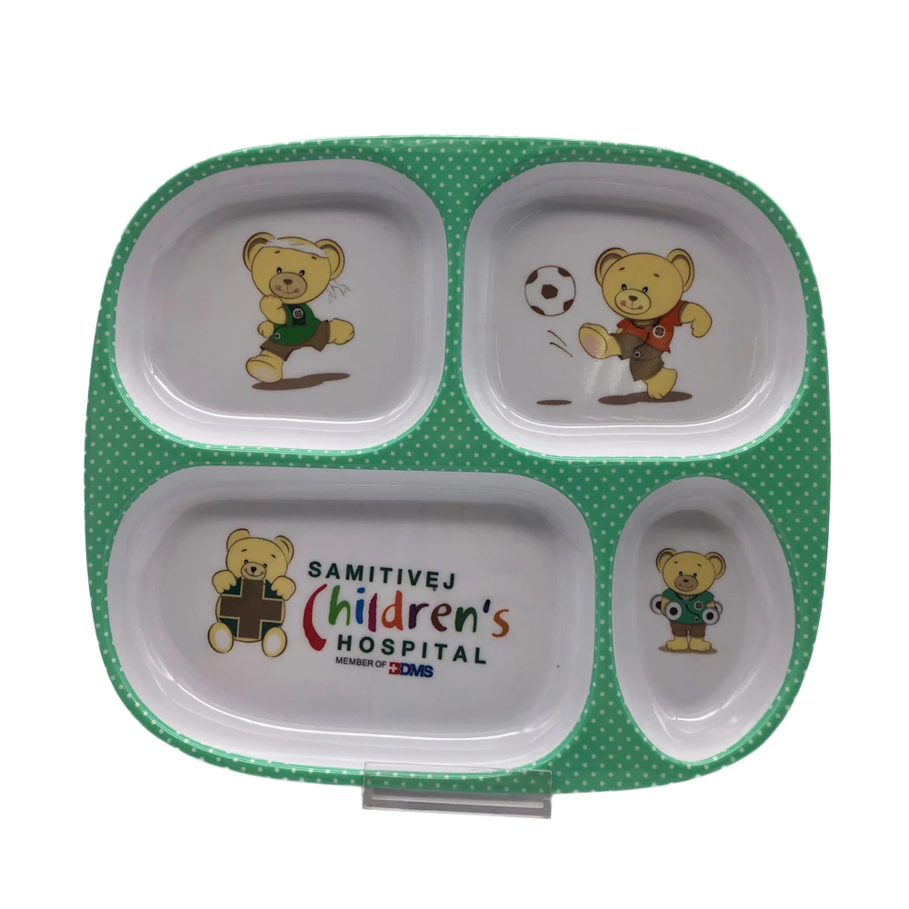 Food Grade Custom Design BPA-free Unbreakable Kids Portion Melamine Feeding Plate