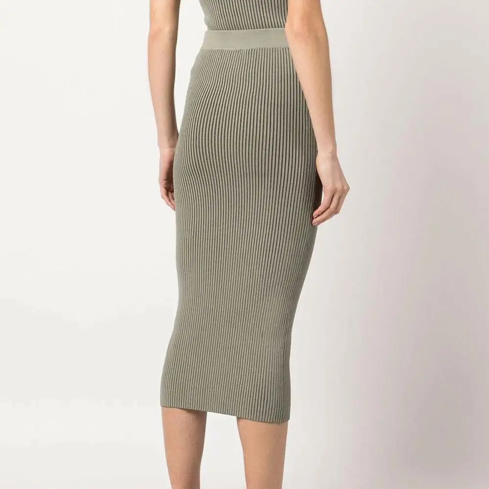 Hot Selling Knitted Jumper A-Line Slim Skirt Ribbed Casual Sexy Maxi Skirt