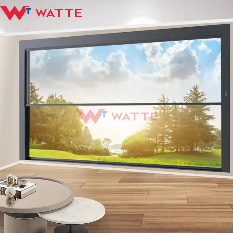 Modern design vertical sliding window luxury villa balcony aluminum framed insulated glass electric lift up windows