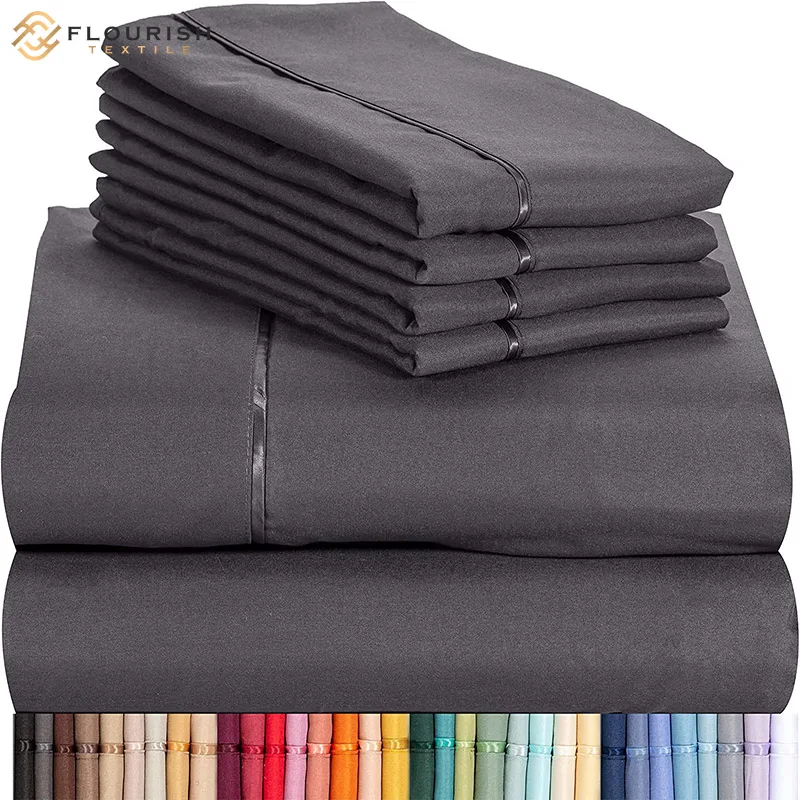 Flourish OEM/ODM customizable wholesale Queen King Thread Count Cotton Pure sabanas Bed Sheets Bedding Sets