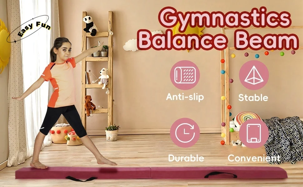 8FT High Density Folding Foam EVA Balance Beam Gymnastics Equipment for Kids Bodybuilding Competition Use in stock