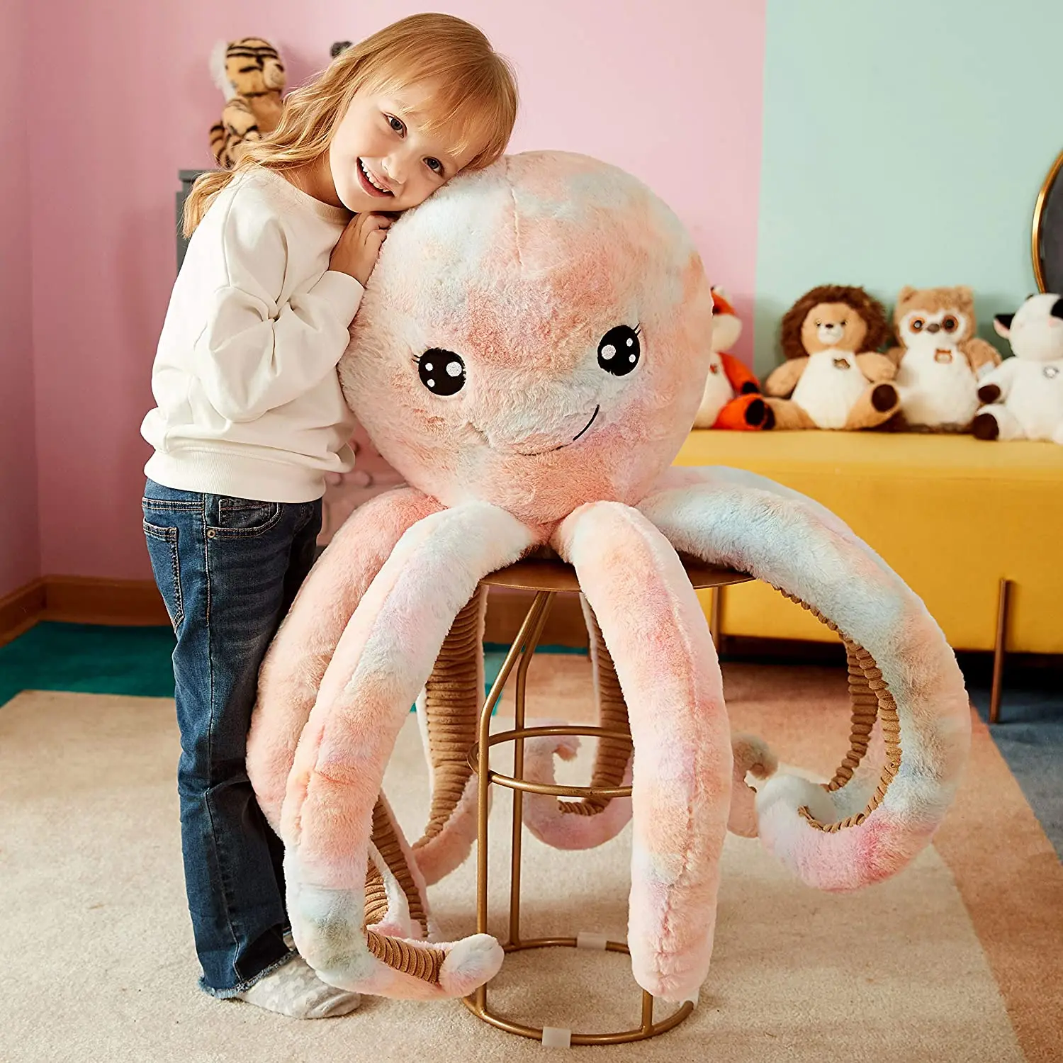 Custom Soft Toy Large Cute Huge Jumbo Kawaii Fluffy Plushy Big Size Octopus Fat Oversized Plushie Gifts for Kids