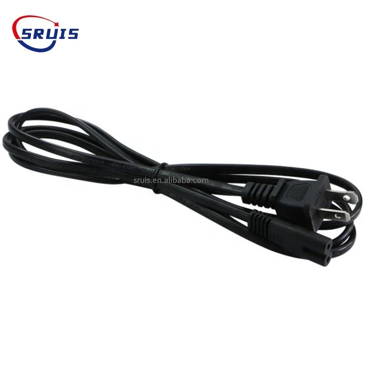 Черный H03VVH2-F H05VVH2-F 18AWG NEMA 1-15P 2-контактный разъем Polared US plug to IEC C7 extension AC TV power lead
