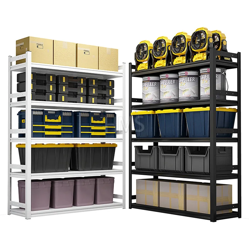 Pole Shelf Metal Racks Iron Warehouse Supermarket Angle Steel Unit Restaurant Kitchen Shelving Display Rack MDF/ Metal 5 Levels