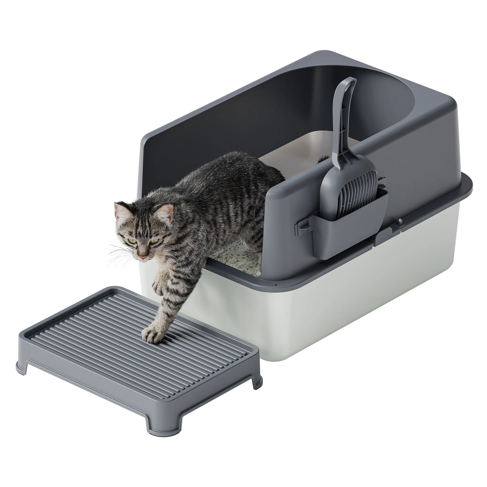Manufacturers Wholesale Pet Supplies Powder Coated Stainless Steel Pet Litter Box Toilet