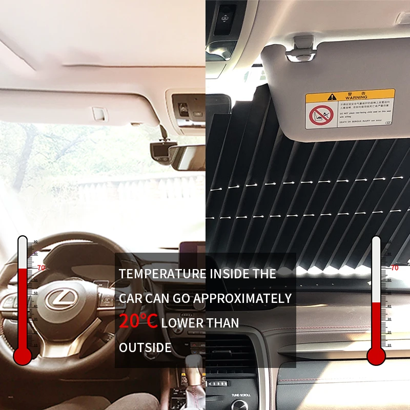 
Retractable Foldable Car Sun Shade Front Rear Cover Visor Of Windshield Window Blinds Sunscreen UV Block Sun Protector 