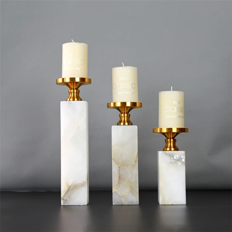 Top Quality Nordic Candle Holder Custom Size White Marble Wedding Candlesticks For Home