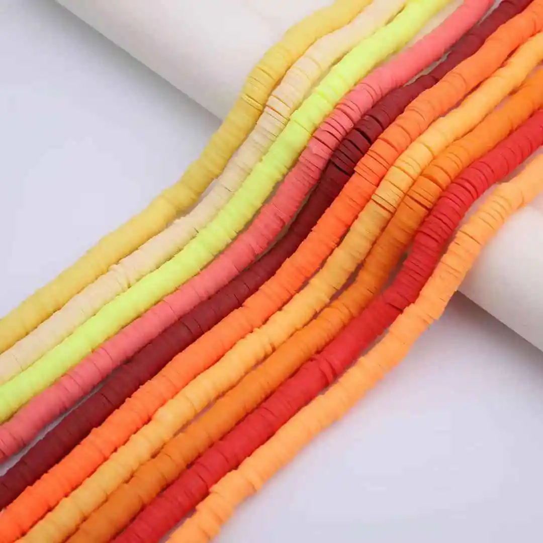 Rainbow Polymer Clay Heishi Beads Colorful Flat Disc Slice Spacer Smooth Beads vinyl disk beads for DIY Craft Jewelry