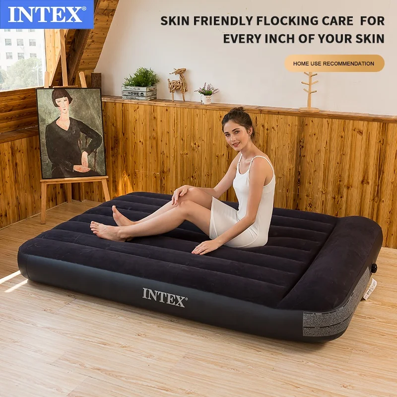 
INTEX 64142 built-in pillow double person large air bed home outdoor inflatable mattress 