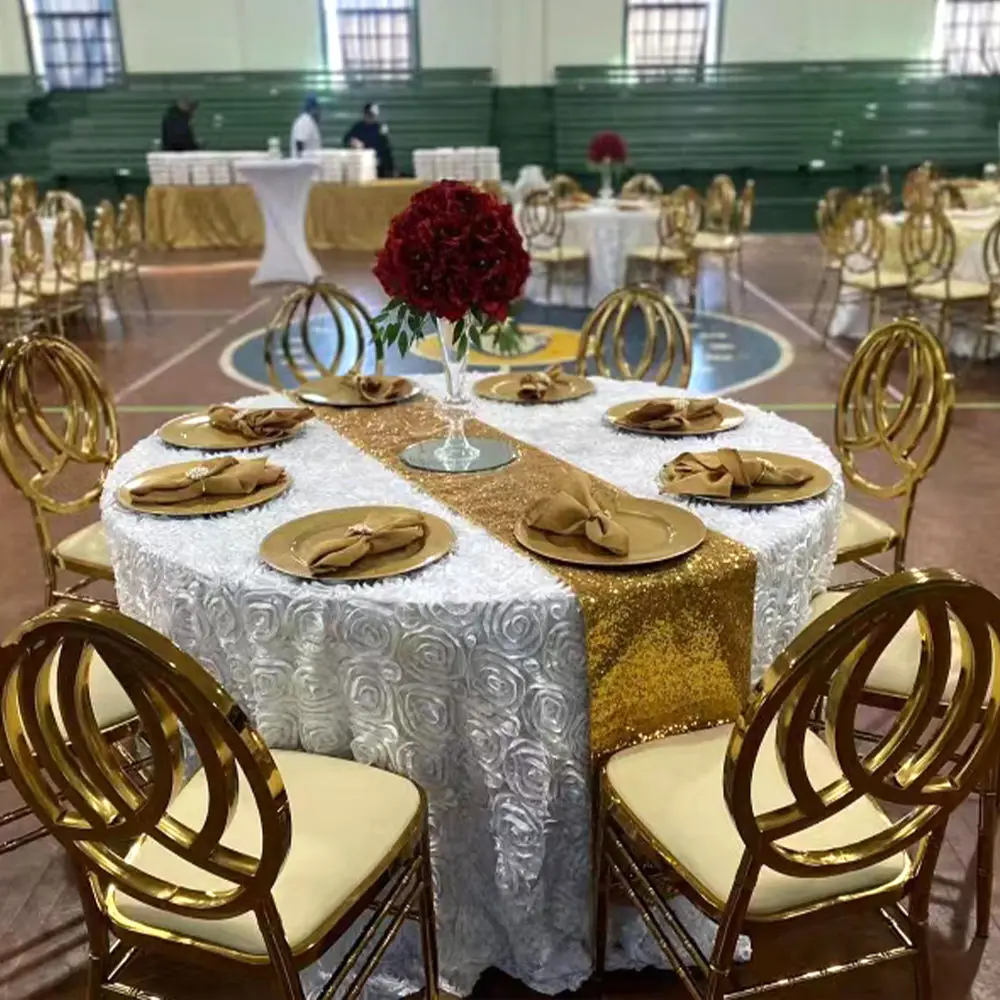 Manufacturer Direct Royal Event Banquet Hall Stackable Golden Stainless Steel Wedding Chair