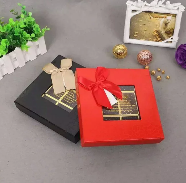 Elegant customize printed red chocolate box gift packaging paper box with divider and pallet