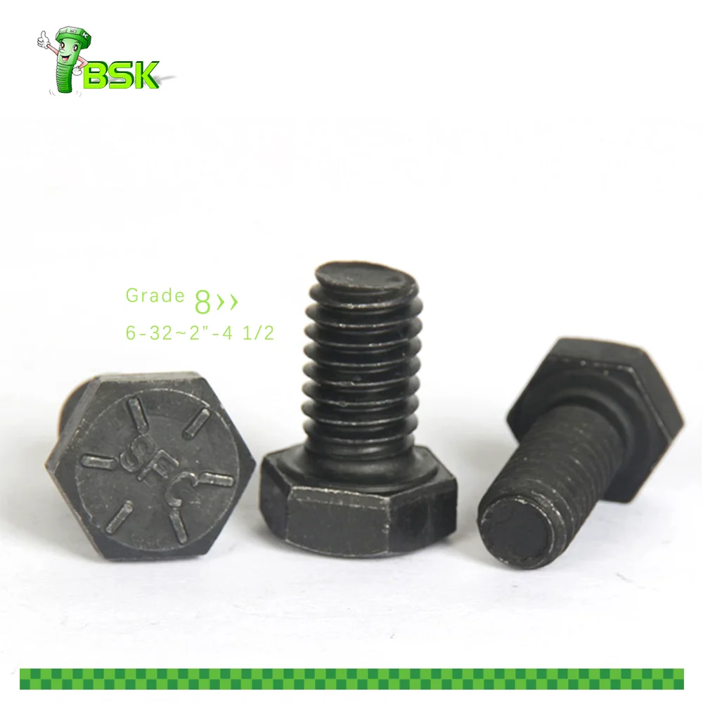 Asme B18.2.1 Grade 5 8 Hex Bolt And Nut Black Class4.8 8.8 10.9 12.9 Screws