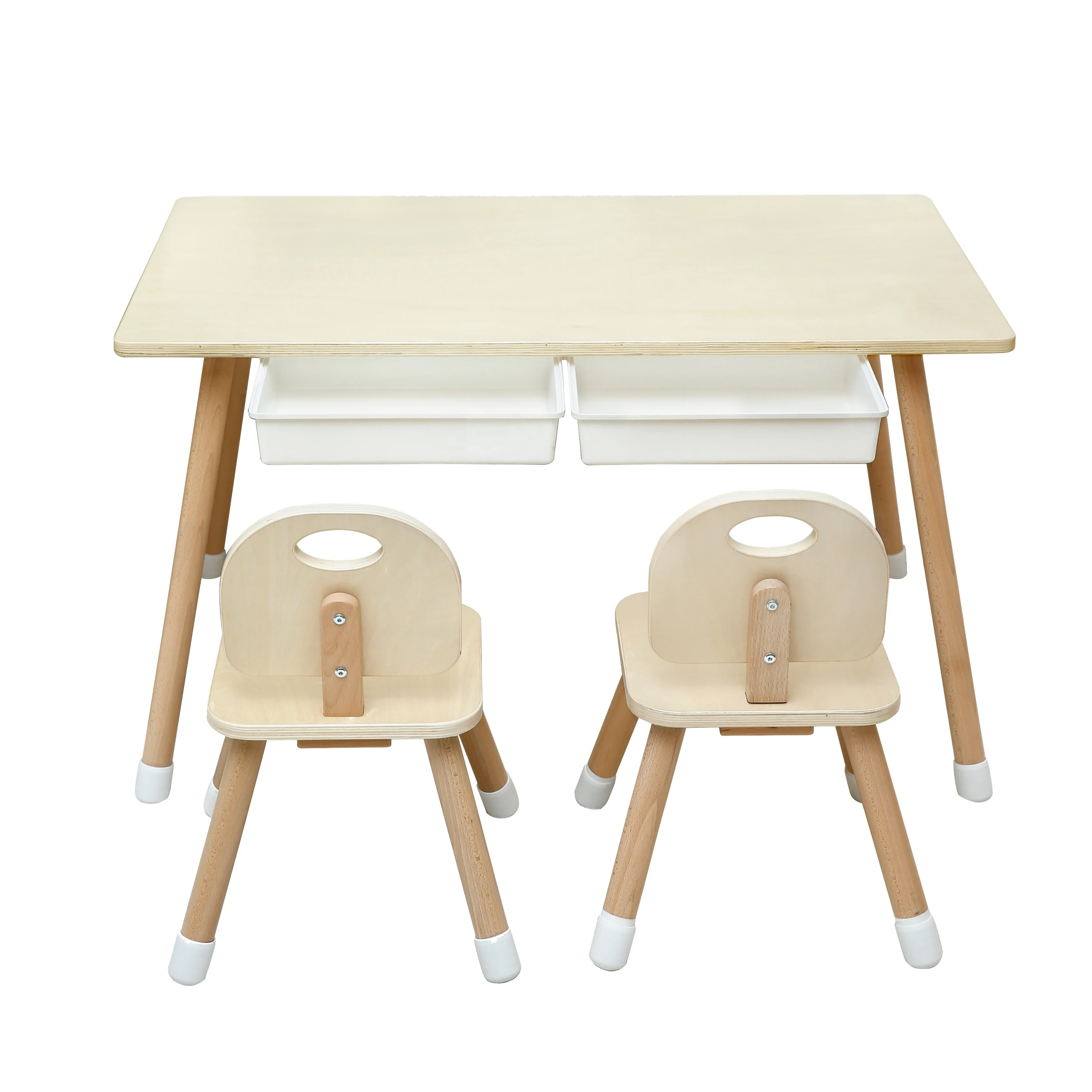  New Arrival Preschool Study Kids Seating Chair White Wooden Children Table With Storage