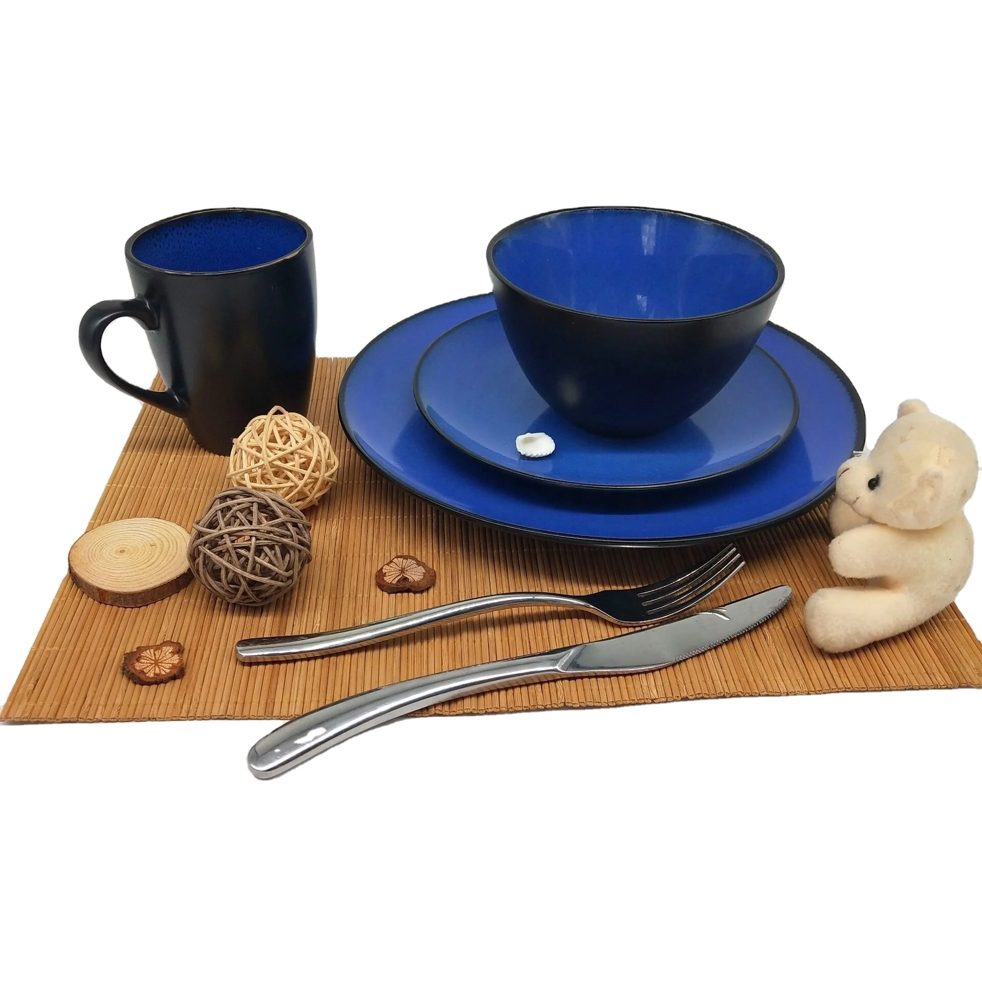 
cheap royal blue simple style ceramic dinnerware sets stock 