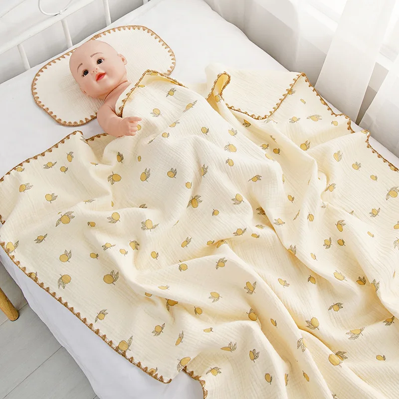 High-quality Cartoon Printed Four-layer Crepe Blanket air Conditioner Summer Cool Quilt Newborn Summer Gauze Blankets
