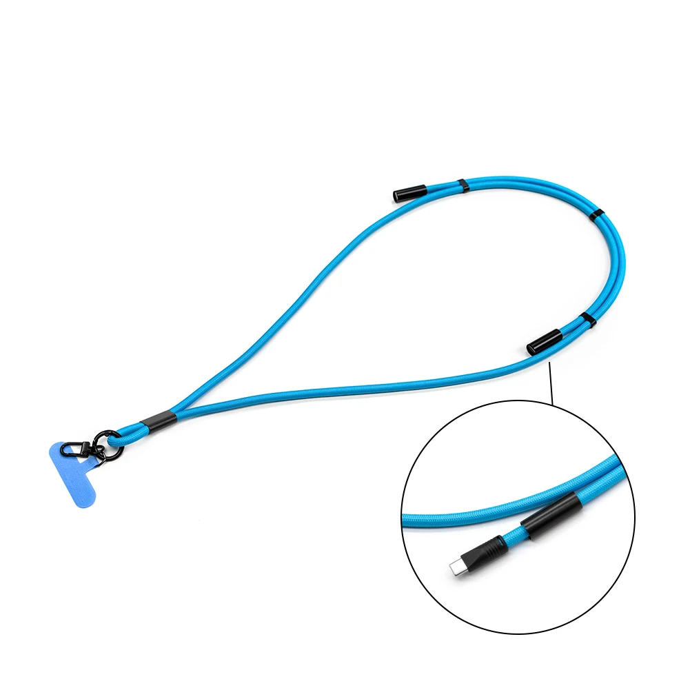 Wholesale Factory OEM Trending 1.5M Phone Strap Custom Nylon Mobile Fast Charging Type C Rope Lanyard USB Cable 60W Computer