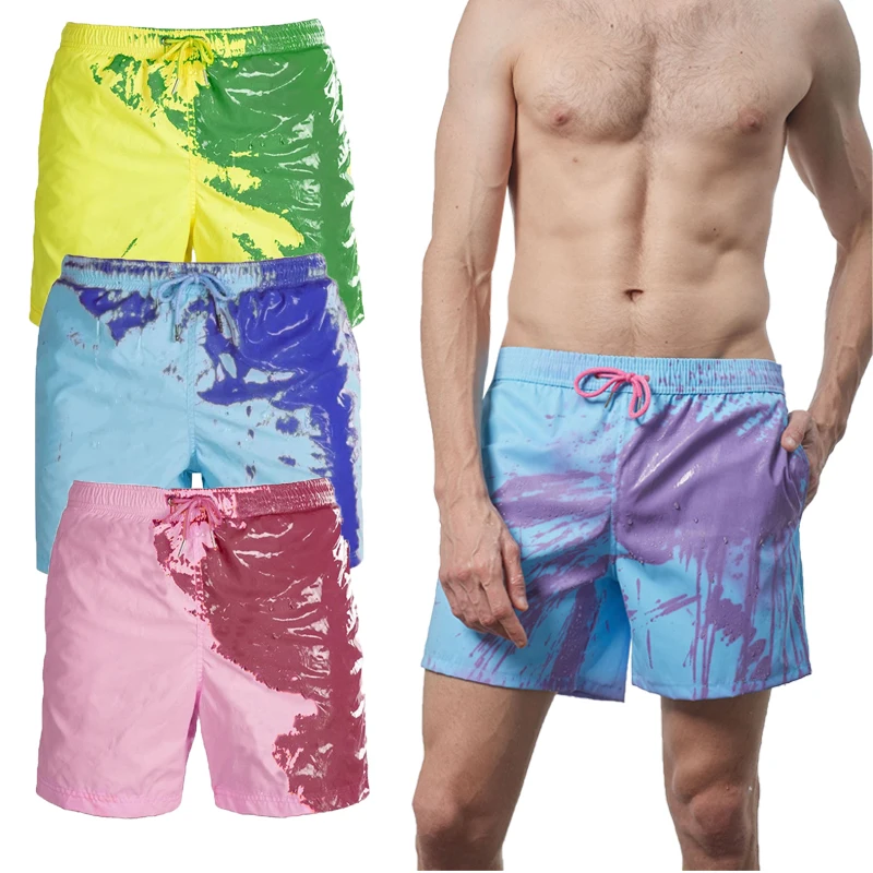 Summer Beachwear Boardshorts Swim Trunks Custom Men Color Changing Shorts Beach Swim Shorts For Men