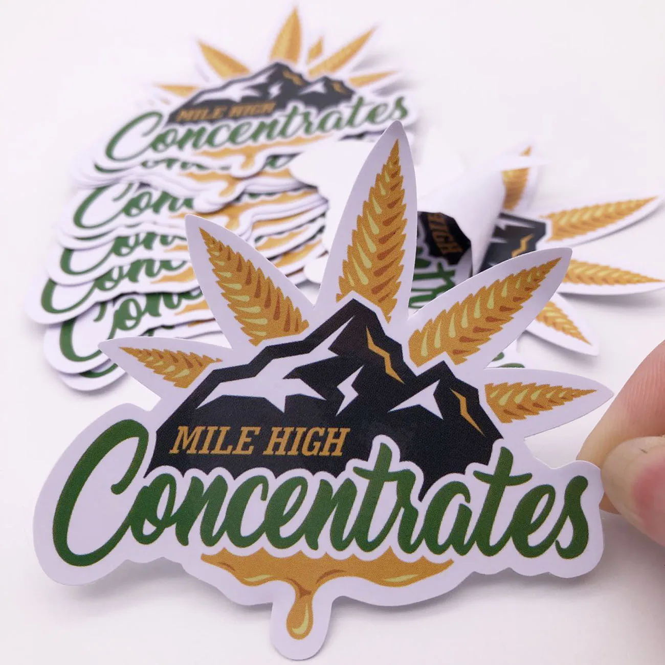 Custom waterproof Vinyl stickers Customized company logo leaf design printing Die cut stickers for promotional