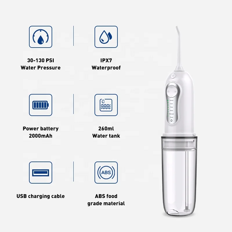 Oral Irrigator custom Portable IPX7 Cordless Teeth Cleaning Mini Tank Water flosser for Traveling electric dental water jet