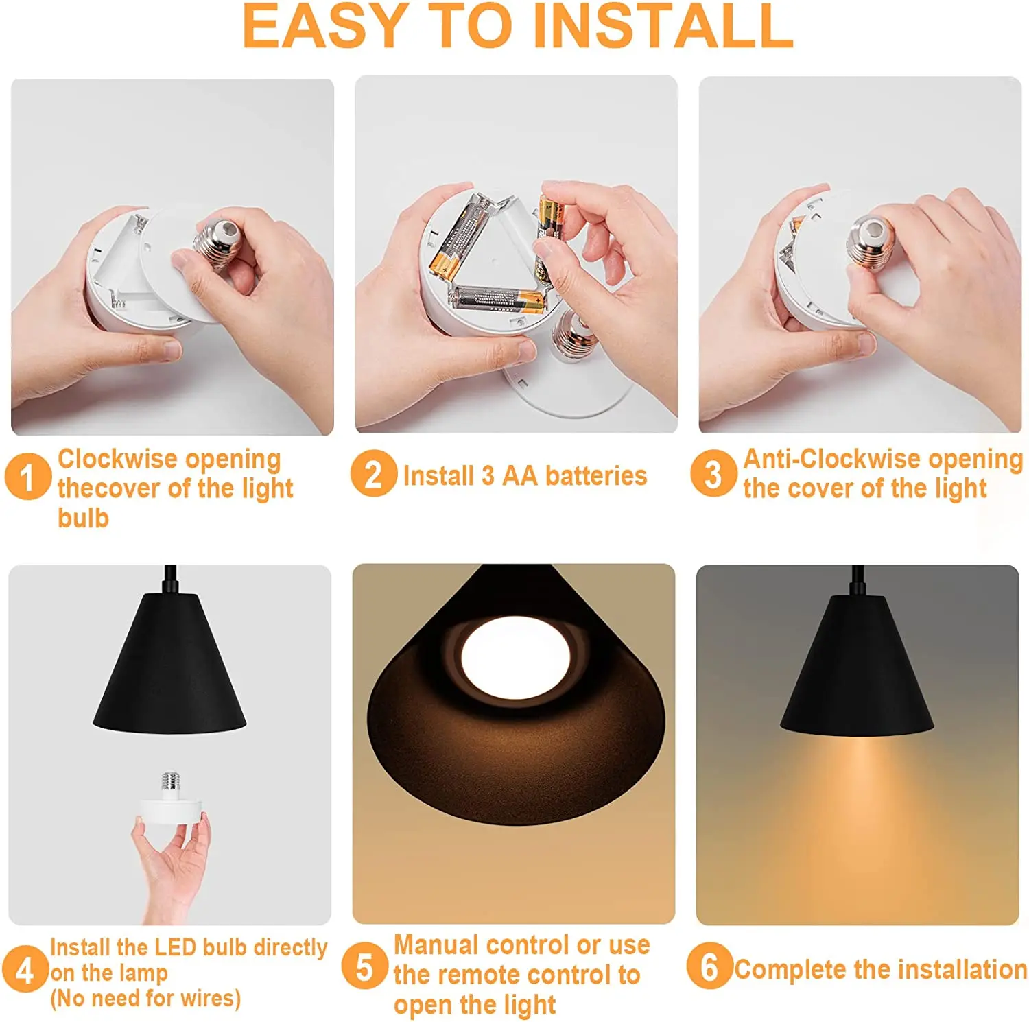 Battery Operated Light Bulbs for Lamps with Remote Timer Dimmable LED Puck Lights with E26 /E27 Screw