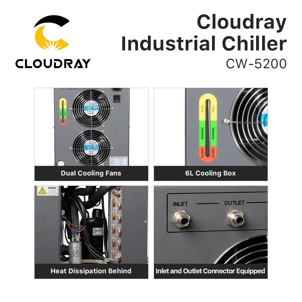Cloudray CW 5200 Water Chiller Water Cooling Machine for 100W 150W 180W CO2 Laser Tube