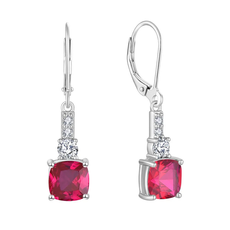 Classic fashionable earrings geometric powder gemstone 925 silver long tassel women ear hook elegant zircon earrings