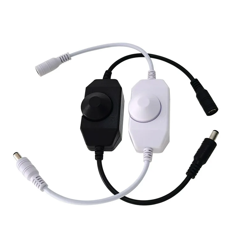 DC 12V 24V LED Strip Dimmer Switch With Female Male Adapter Brightness Adjustable Controller Manual Knob