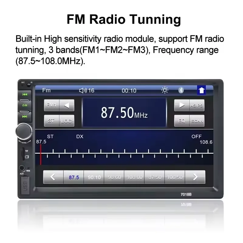 7018B 7 inch Touch Screen Car Radio Double Din Car Stereo MP5 Player FM/USB/AUX Mirror link FM Radio