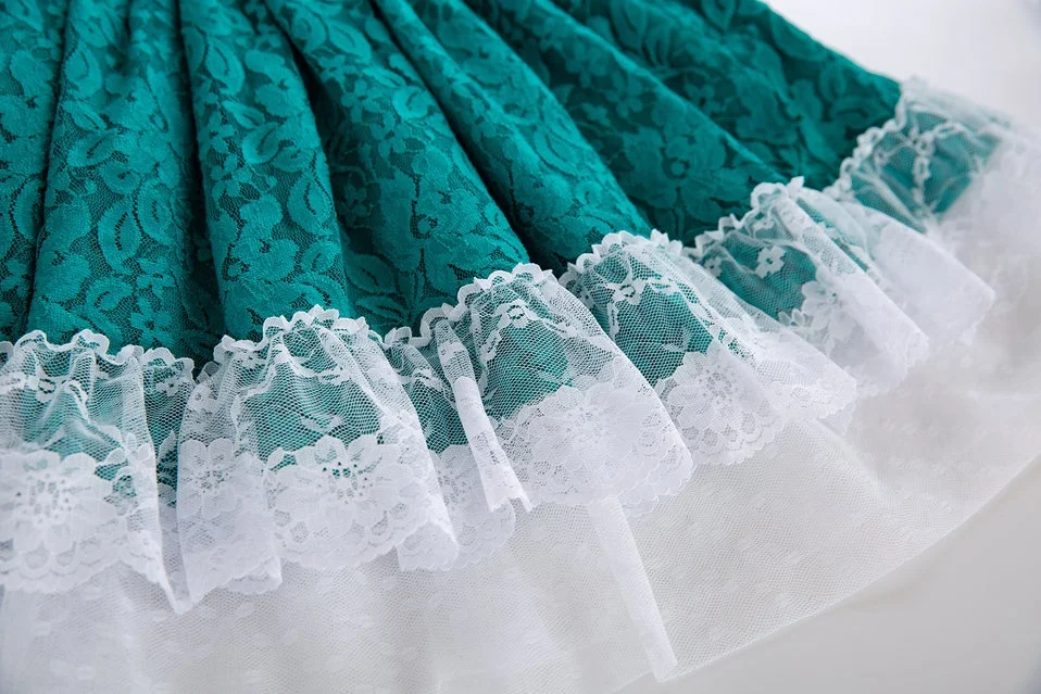 2023 OEM Pettigirl Newest Green Baby Girls Dresses Lace Flower Girl Dresses With Headwear Wholesale