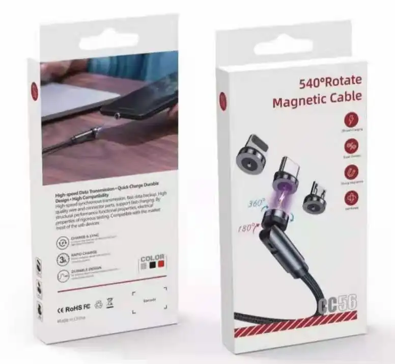 3 в 1 Круглый Магнитный телефонный кабель для micro/IOS / Type C Быстрая зарядка Магнитный usb-кабель зарядное устройство