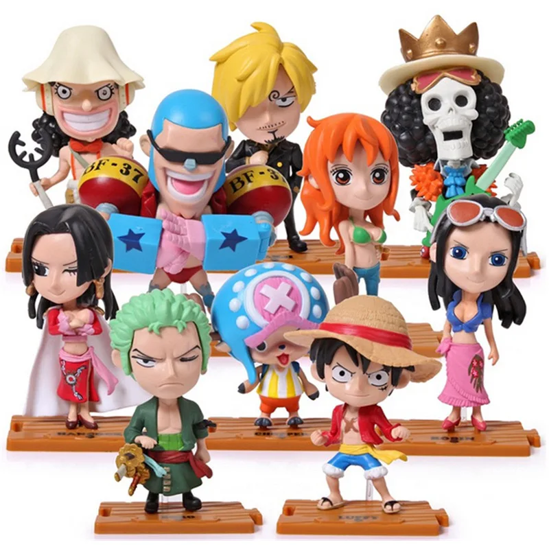 10pcs/Set One Piece Usopp Sanji Brook Franky Nami Roronoa Zoro Nico Robin Boa Hancock Luffy Chopper Action Figure
