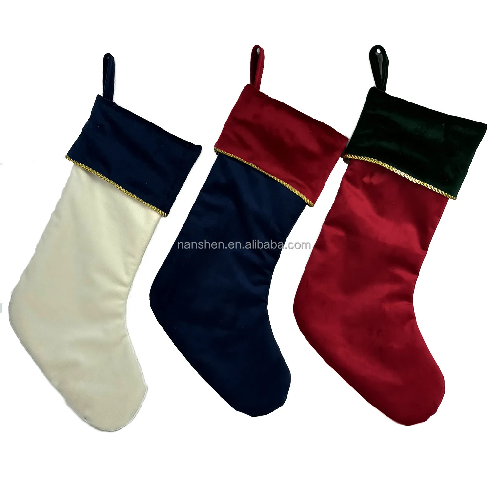 Hot sale Cotton soft Christmas stocking Two-color socks for Home holiday decoration